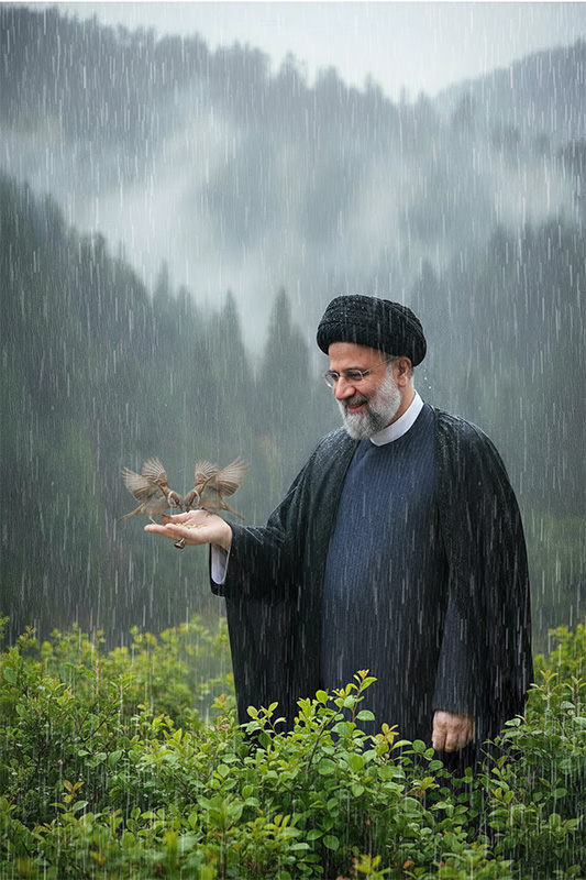 تصویر باکیفیت از شهید سید ابراهیم رئیسی زیر باران